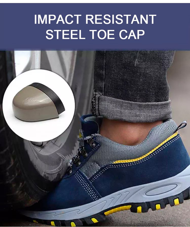 Suede Leather Rubber Sole Safety Shoes Steel Toe
