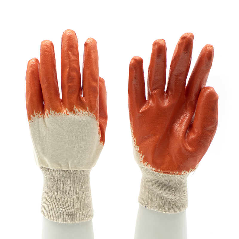 Oil Slip Resistant Open Back Nitrile Work Gloves for Construction