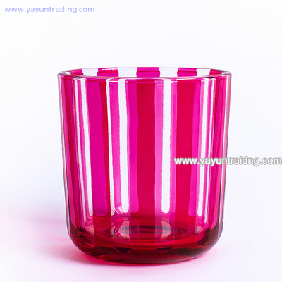  vertical stripes design curved bottom glass candle vessel decorative glass candle jar