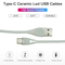 Cable de cerámica de tipo USB Cable C de iluminación LED Cable de carga