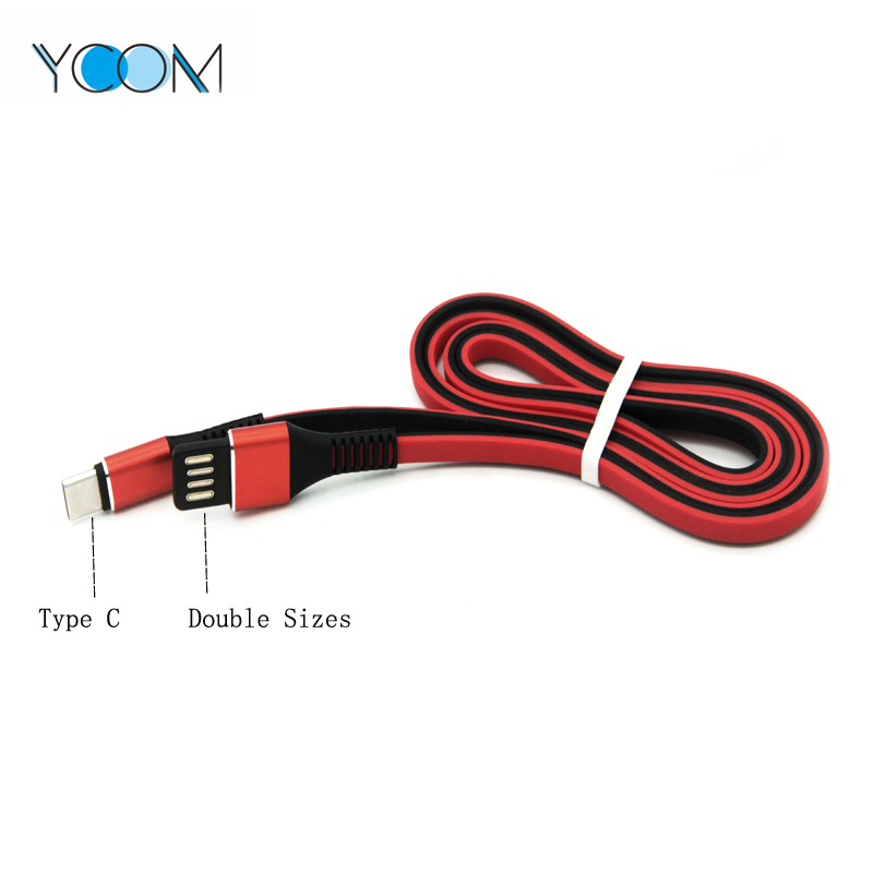 Cable USB de doble cara para el tipo C con forma de fideos