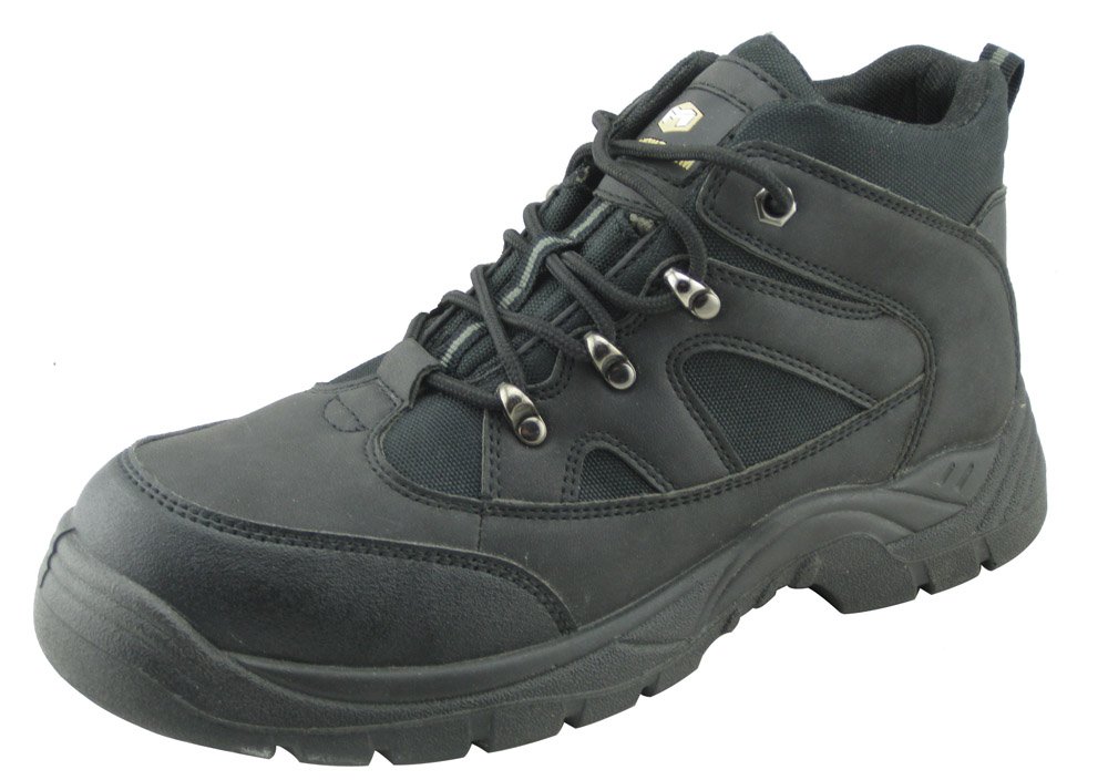 Black steel toe working safety shoes