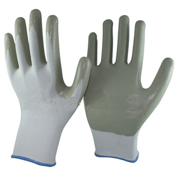 grey nitrile coated oil-resistant work glove