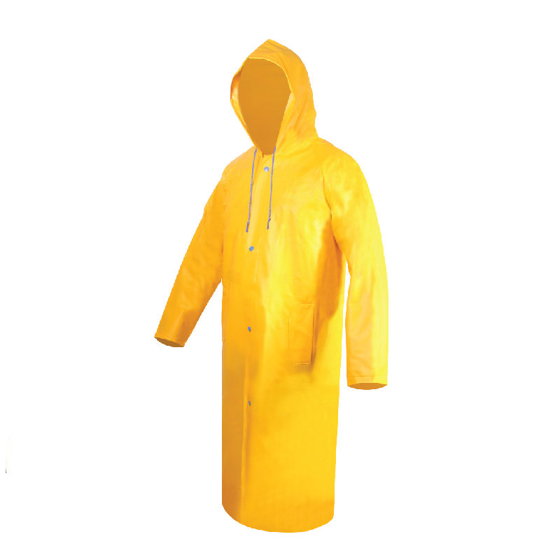 Long yellow pvc raincoat for industy