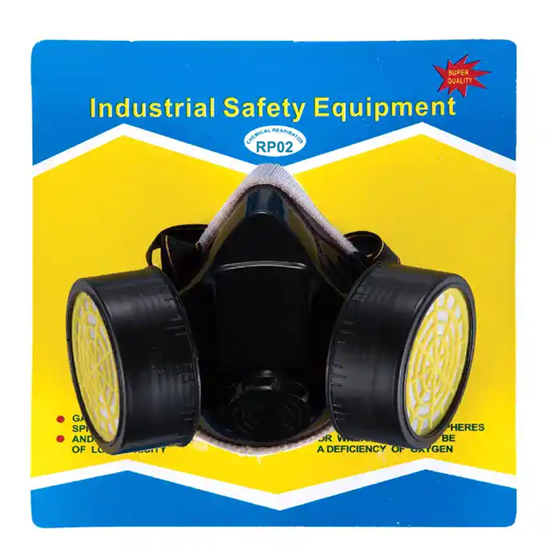 Half Face Protective Double Cartridge Gas Chemical Respirator Mask ...