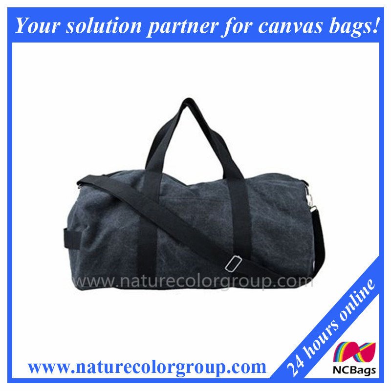 Causal Canvas Black Duffel Bag for Travel &amp; Sports