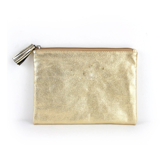Laminated Gold Canvas Make up Bag