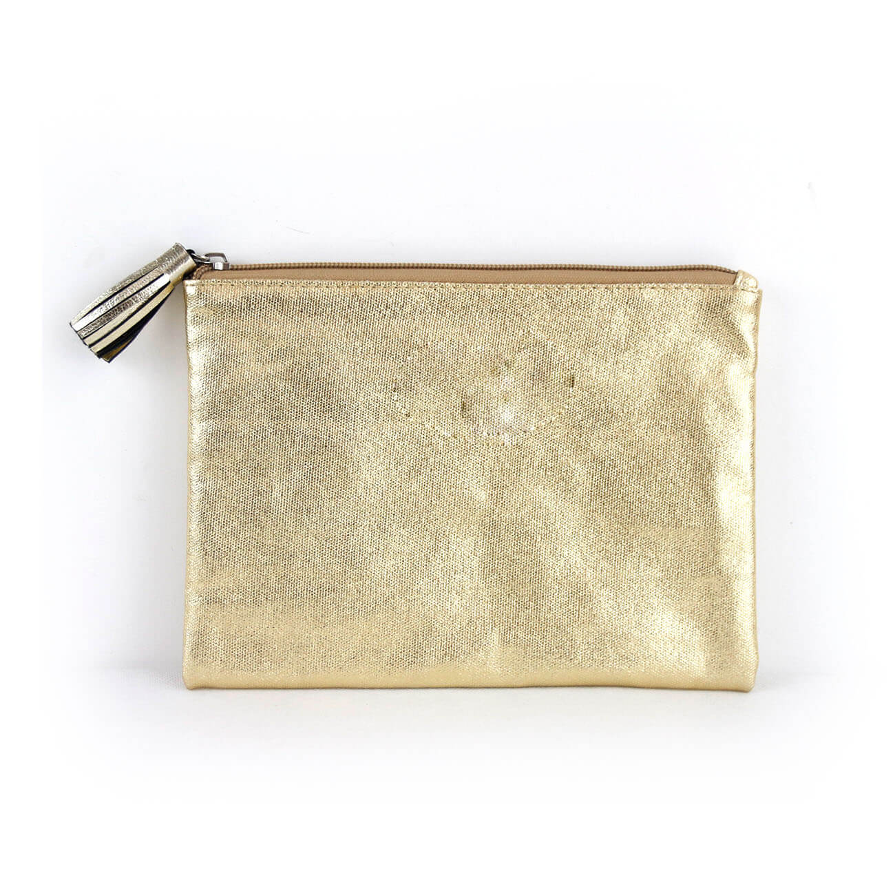 Laminated Gold Canvas Make up Bag