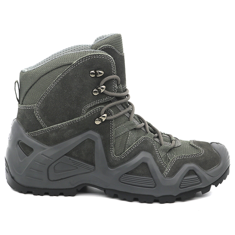 Grey Suede Leather Anti Slip Lightweight Men Jungle Hiking Shoes