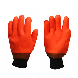  Cold-proof And Comfortable Oil Acid Resistant Anti Slip Cold Storage Fluorescent Orange PVC Gloves