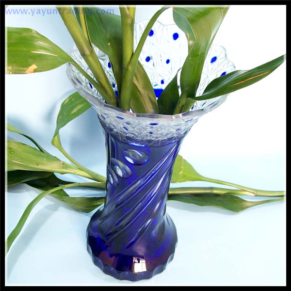  popular Bohemia style dark blue glass vase for home decoration