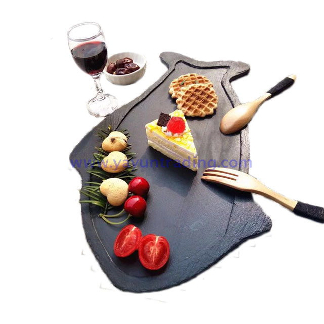 slate stone cheese board and tray with rope