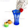 Bohemian Czech Hand Cutting Cobalt Blue Glass Flower Vase for Decoration