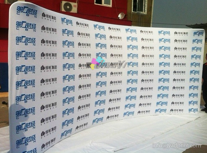 Custom 20ft Arc Backdrop Banner 20FT Wide Portable Spandex Fabric Backdrops Curved Tube Display Portable 8*20FT Arc Tension Fabric Pop up Tradeshow Display Banner