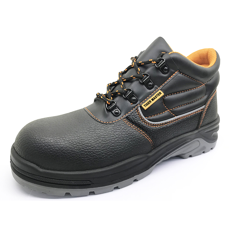 ENS012 black leather steel toe working safety shoes for work men