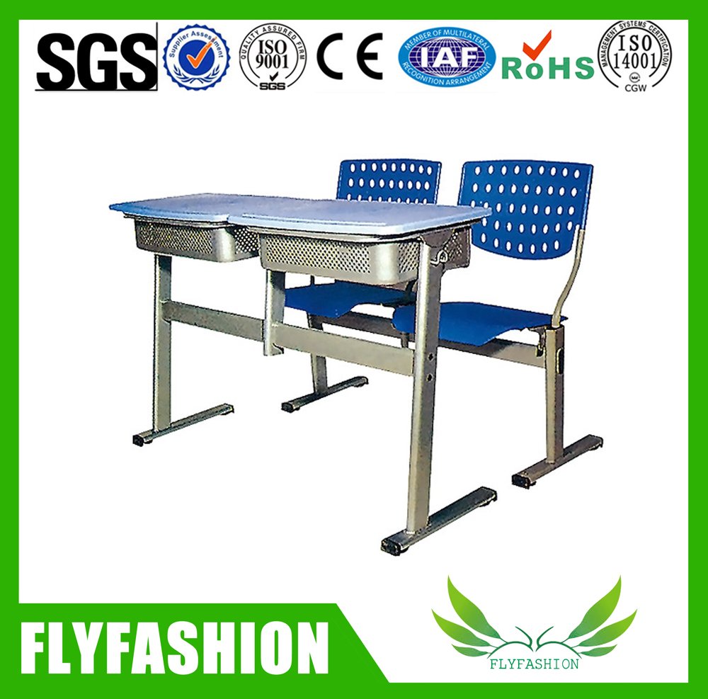 School classroom furniture adjustable double student desk with chair(SF-16D)