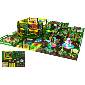 Jungle Themed Adventure Kids Indoor Playground with Rope Course