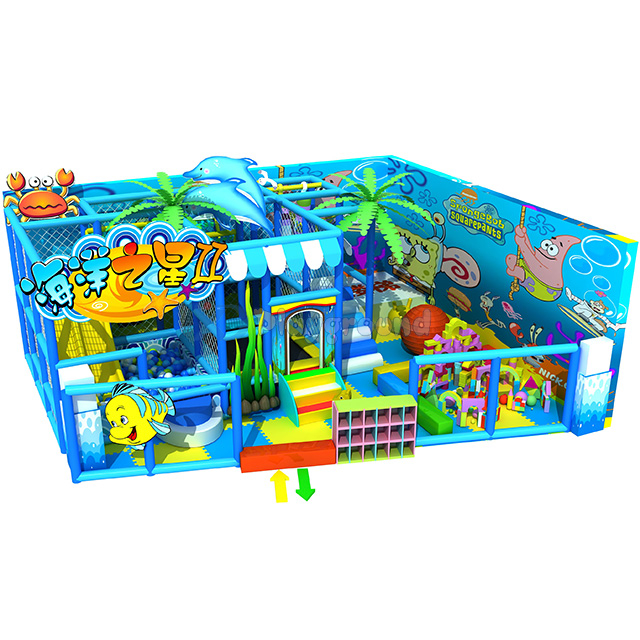 Ocean Theme Soft Small Kids Indoor Playground Equipment with Trampoline