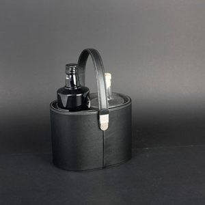 Wine Box Manufacturer Black PU leather round cardboard white gift box