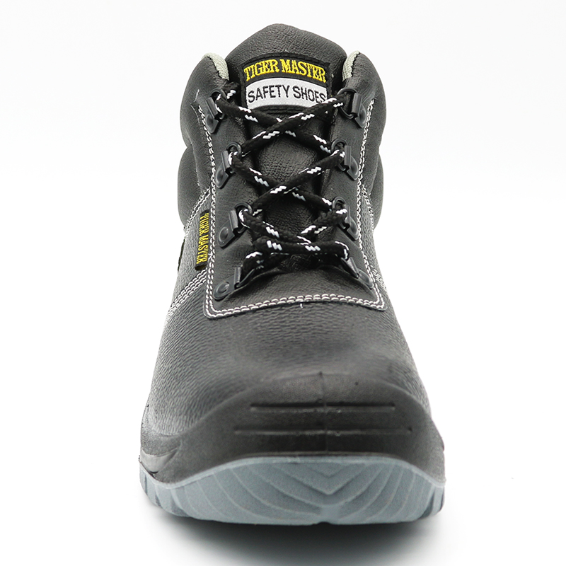 Black Leather Anti Slip Labor Protection Industrial Safety Shoes Steel Toe