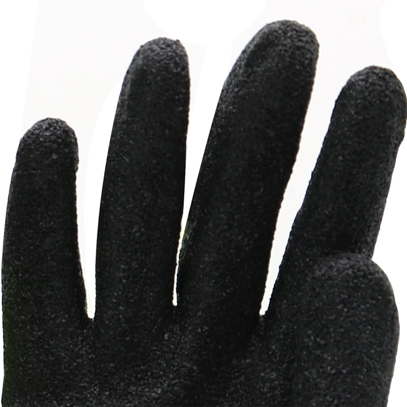 Anti Slip Oil Resistant Poly-cotton Liner Black Latex Safety Gloves To Work