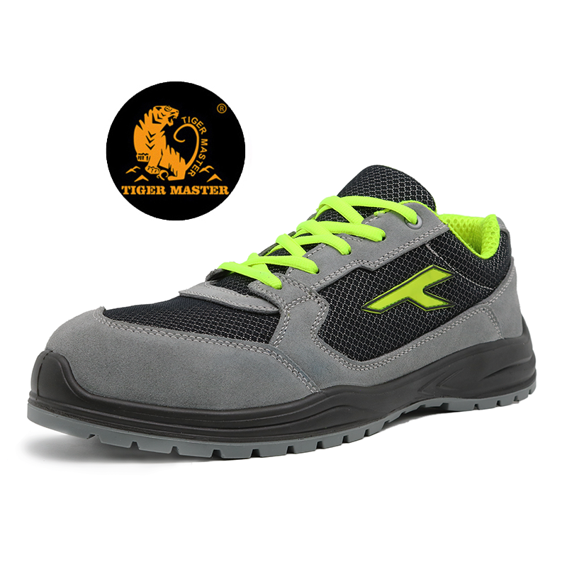 Grey Suede Leather PU Sole Workshop Safety Shoes Metal Free