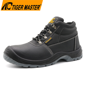 Black Leather Pu Sole Anti Puncture CE Safety Shoes Steel Toe