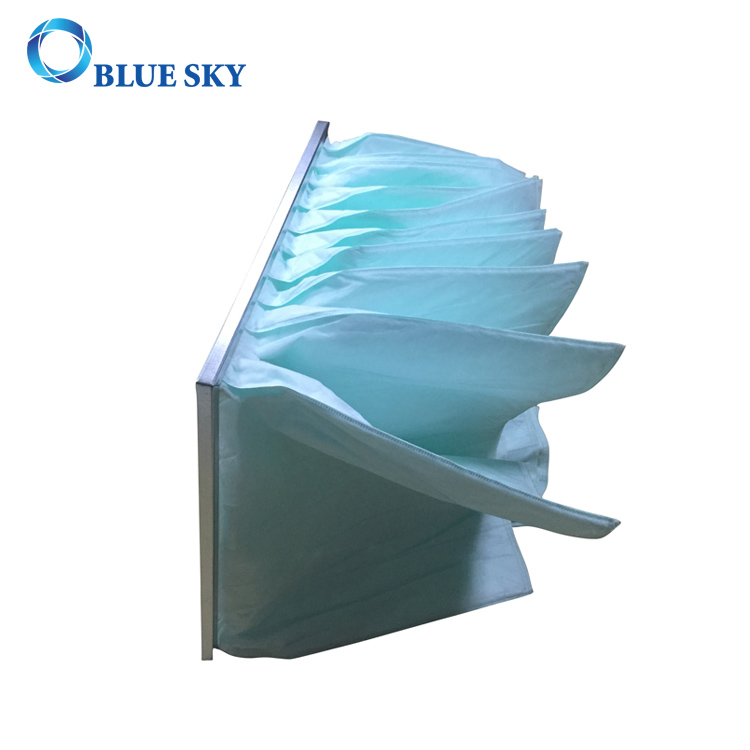 Filtro de bolsa de colector de polvo de filtro de aire de bolsillo de fibra sintética compatible con sistemas de aire acondicionado HVAC
