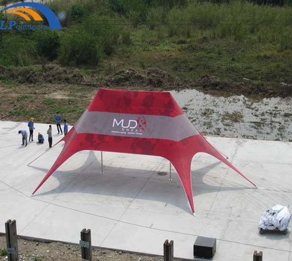 Tienda de sombra de estrella con exhibición de feria comercial publicitaria impresa personalizada de 16x21m