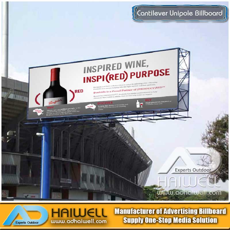 Custom Design Cantilever Werbung Unipole Billboard in China Lieferanten