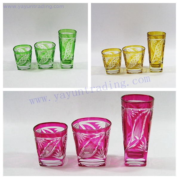 square amber colored engraved drinking beer wine glass tumbler