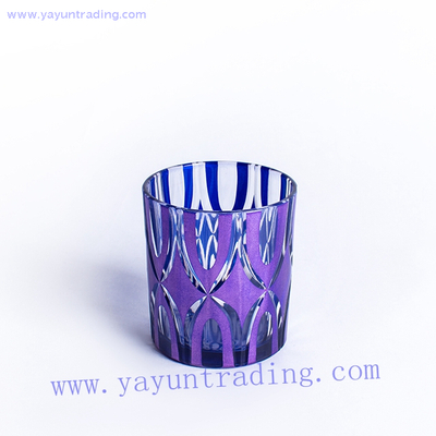 530ml luxury purple metallic colored glass candle jar