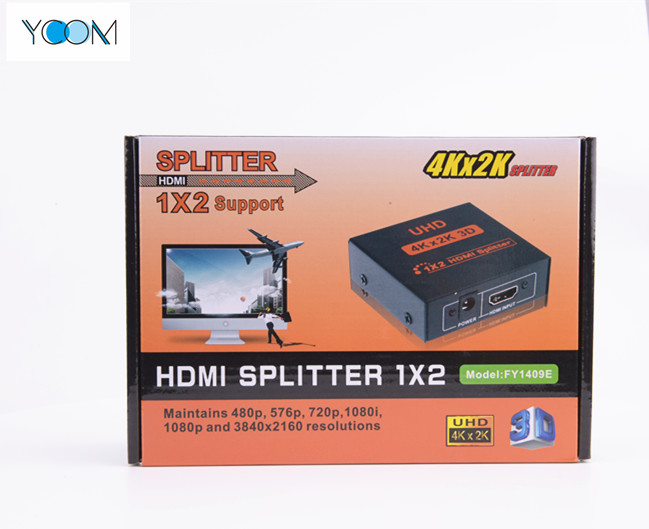 1X2 HDMI Splitter 4Kx2K Soporte 3D con 2Ports