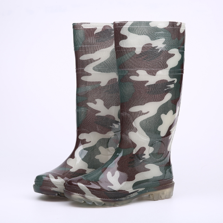 Light duty camouflage shining rain boots for men