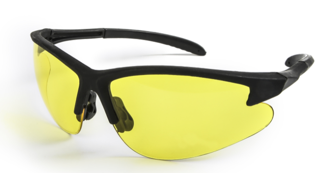 Yellow PC lens nylon arm safety eye glasses