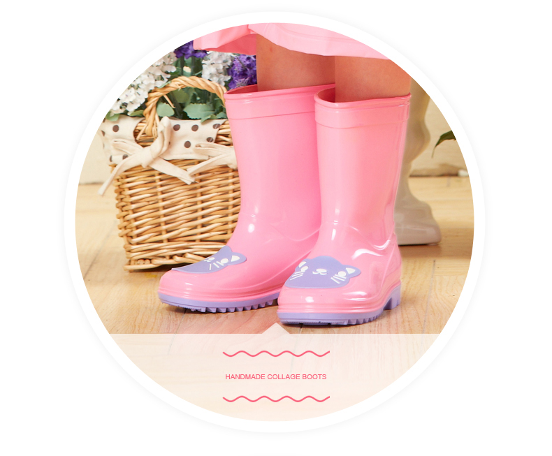 KRB-004 Pink cute unique waterproof girls rubber rain boot