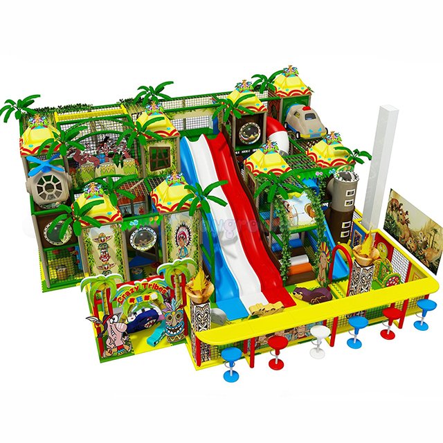 Jungle Theme Kids Soft Play Structure with Big Slide