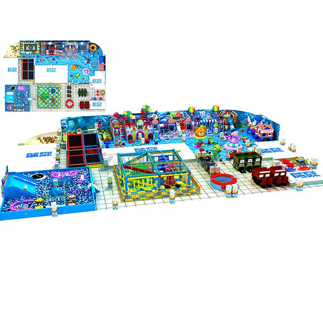 Ocean Themed Multifunctional Indoor Amusement Park Equipment with Trampoline & Ball Pit