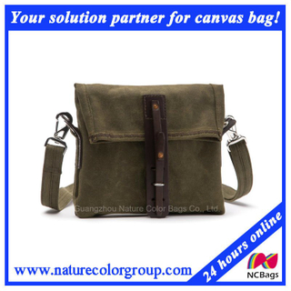 Mens Leisure Fashion Waxed Canvas Messenger Bag for Work