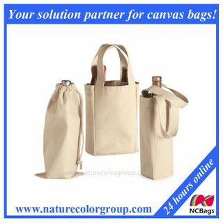 Single/Double Bottle Wine Tote, Drawstring Wine Bag