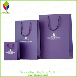 自带商标的紫色优雅的手提化妆品购物纸袋