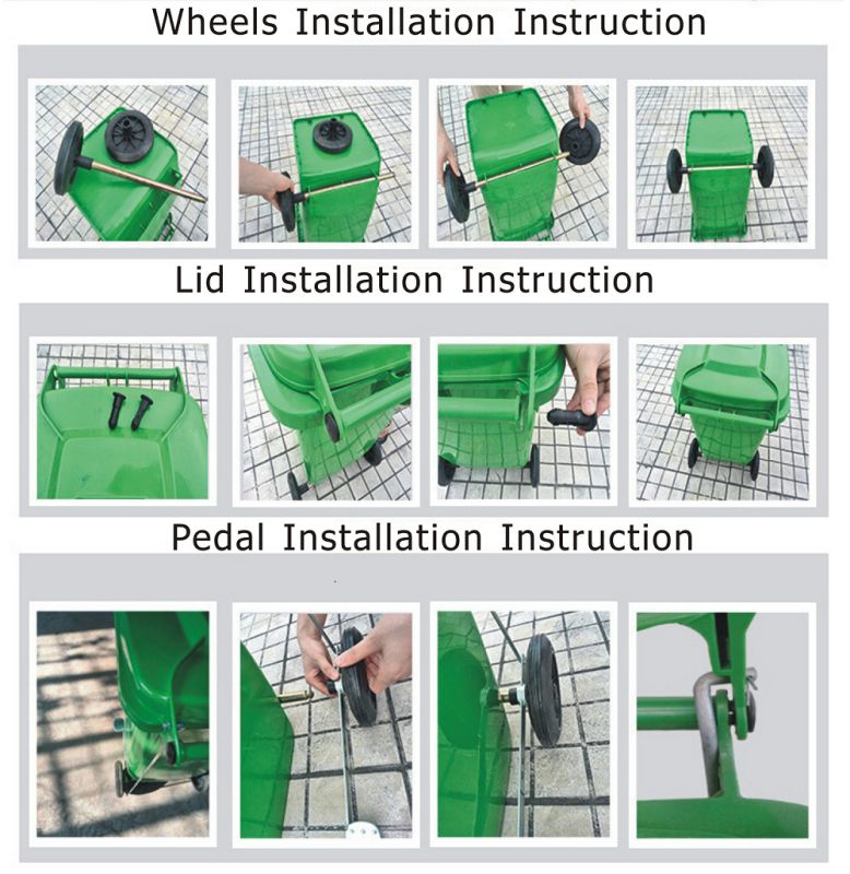 Plastic Outdoor Side-Wheel Trash Bin Waste Container (KL-24)