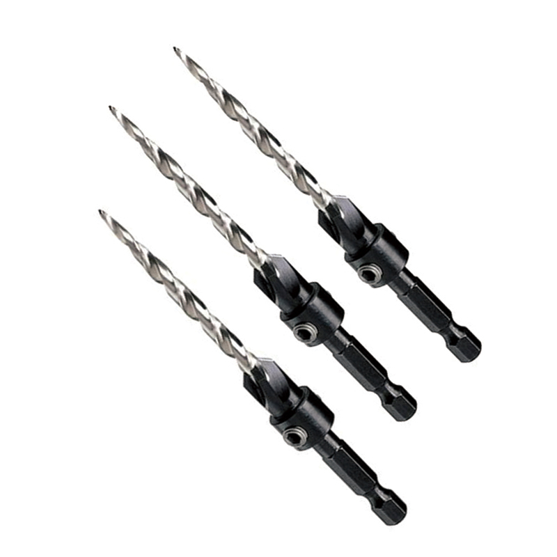 3PCS Sechskantschaft 5 Flöten Holz Senker Bohrer Set für Holzschraube