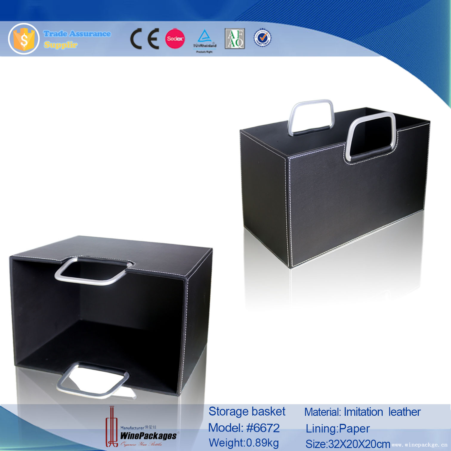 Canvas And Non-woven Shallow Storage Basket