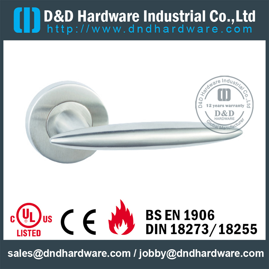 Tirador de puerta clásico de acero inoxidable con roseta redonda para puerta exterior - DDSH157