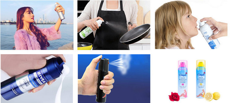 वाल्व एयरोसोल भरने की मशीन आवेदन उत्पादों पर बैग