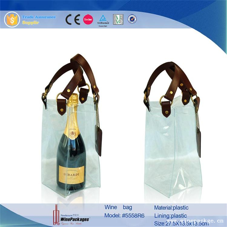 recycled paper hang tag transparent plastic drink bag for wine