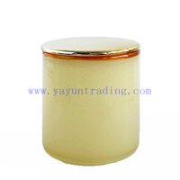 High Quantity Hand Blown 21oz Yellow Glass Candle Jar with Lid