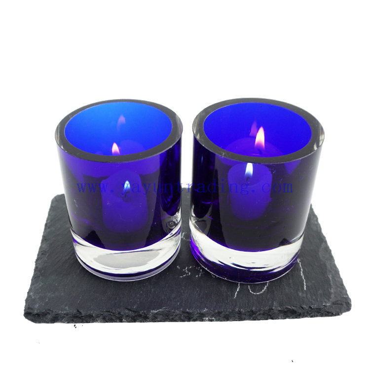 160ml solid blue thick wall and bottom glass candle jars for Christmas