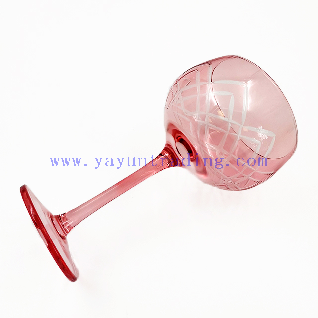 Delicate Long Stem Wine Glass Cocktail Juice Glasses Pink Tumbler Goblet